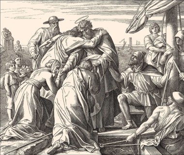 Paul Leaves Ephesus, New Testament, by Julius Schnorr von Carolsfeld, 1860