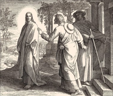 The road to Emmaus appearance, New Testament, by Julius Schnorr von Carolsfeld, 1860