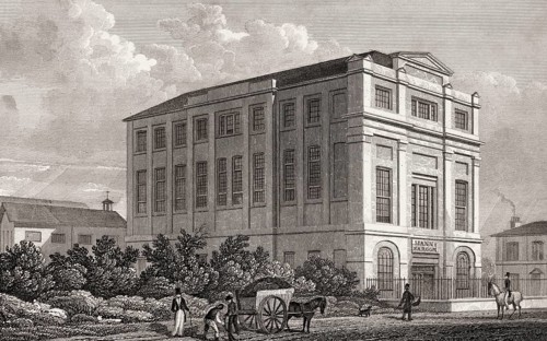 Buildings, Highfield, Camden Road, London, illustration by Th. H. Shepherd, 1828