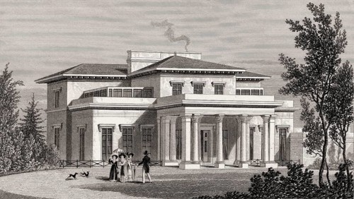 Villa in the Regent's Park, London, UK, illustration by Th. H. Shepherd, 1826