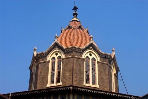 Top of Mahatma Jyotiba Phule market for fruits and vegetables constructed in 1900 in Gothic style