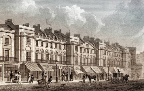 Part of the east side, Regent Street, London, UK, illustration by Th. H. Shepherd, 1826