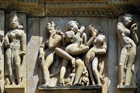 Mithuna couples on wall of vishvanath temple Khajuraho madhya pradesh india