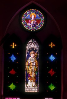 Stained Glass in Basilica of the Sacred Heart of Jesus at Puducherry Pondicherry, South India,