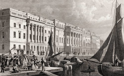 The Custom House, London, UK, illustration by Th. H. Shepherd, 1826