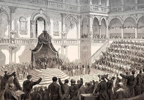 Victor Emmanuel II, 1820 –1878, King of Italy, proclaiming united Kingdom of Italy, Turin, 1861