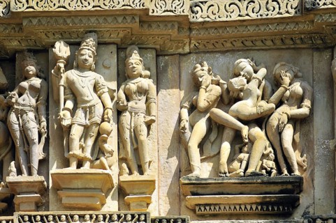 Mithuna couples on wall of vishvanath temple Khajuraho madhya pradesh india