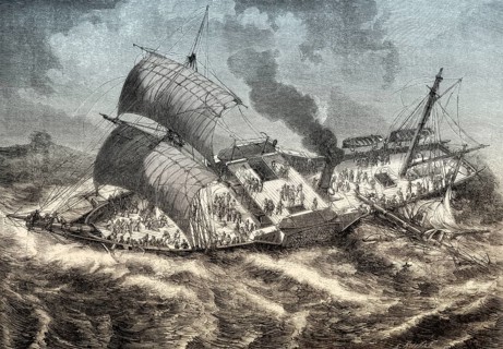 French ship Vauban, assaulted by gale, 19th century