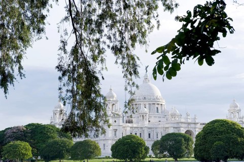 Heritage building Victoria Memorial built in 1921 at Dusk, Kolkata Calcutta, West Bengal, India,