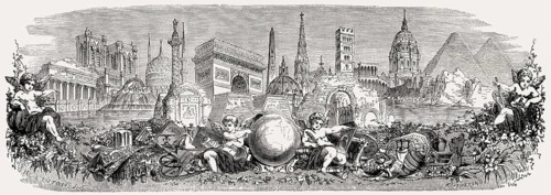 Front page of Le Monde illustré, global landmarks, 19th century