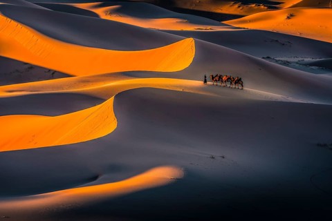 Sunrise n the Gobi desert