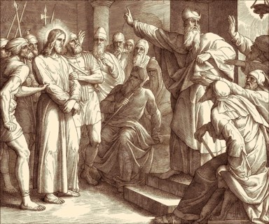 Sanhedrin trial of Jesus, New Testament, by Julius Schnorr von Carolsfeld, 1860