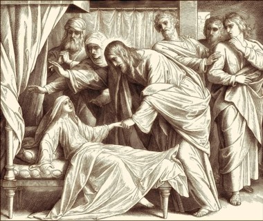 Raising of the dead, the daughter of Jairus, New Testament, by Julius Schnorr von Carolsfeld, 1860
