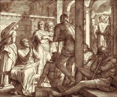 The Denial of apostle Peter, New Testament, by Julius Schnorr von Carolsfeld, 1860