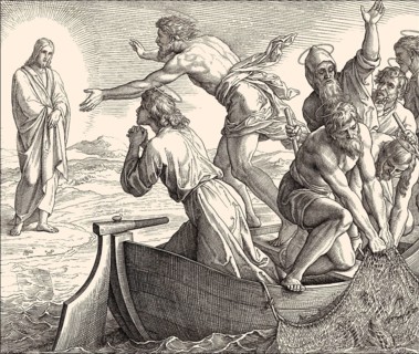 The Miraculous catch of fish, New Testament, by Julius Schnorr von Carolsfeld, 1860