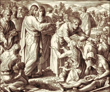 The Feeding of the 5, 000 people, New Testament, by Julius Schnorr von Carolsfeld, 1860