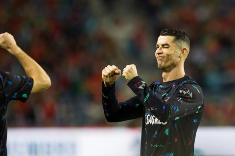 Football match, Cristiano RONALDO CR7 Portugal right, warming up in front of the match with