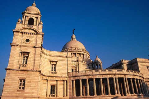 Side view of Victoria Memorial, Built between 1906 and 1921 in memory of Queen Victoria Topped with