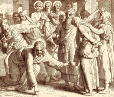 Trial of the Adulteress, New Testament, by Julius Schnorr von Carolsfeld, 1860