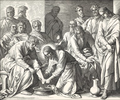 Jesus Washes the Disciples' Feet, New Testament, by Julius Schnorr von Carolsfeld, 1860