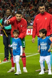 Football match, Cristiano RONALDO CR7 Portugal left, immediately after the national anthem of