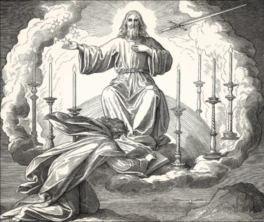 Vision of John on Patmos, Book of Revelation, New Testament, by Julius Schnorr von Carolsfeld, 1860