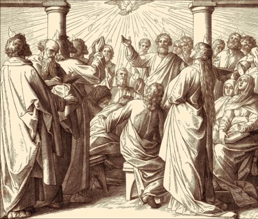 Pentecost, the descent of the Holy Spirit upon the Apostles, by Julius Schnorr von Carolsfeld, 1860