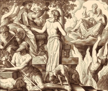 The parable of the rich man and Lazarus, New Testament, by Julius Schnorr von Carolsfeld, 1860