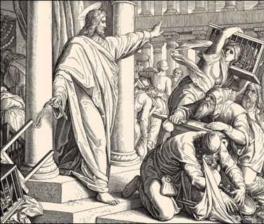 The cleansing of the Temple, New Testament, by Julius Schnorr von Carolsfeld, 1860