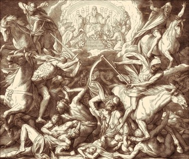 The Four Horsemen of the Apocalypse, Book of Revelation, New Testament, by Julius Schnorr von