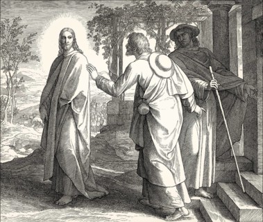 The road to Emmaus appearance, New Testament, by Julius Schnorr von Carolsfeld, 1860