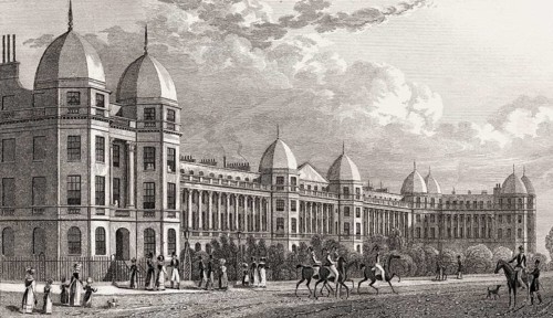 Sussex Place, Regent's Park, London, UK, illustration by Th. H. Shepherd, 1826