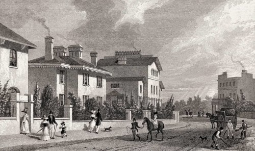 Park Village East, Regent's Park, London, UK, illustration by Th. H. Shepherd, 1826