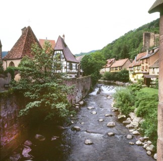 A bicycle tour through the Alsace, here on 11.05.1994 near Kayserberg, on a vineyard route is not