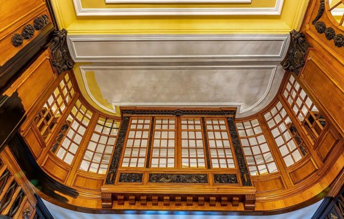 Historic interior design, staircase and corridor in the Hindenburghaus, Großer Burstah 31, Hamburg,