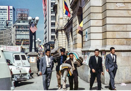 Street in the city centre on the day of President Kennedy's visit, Bogota, Colombia, South America,