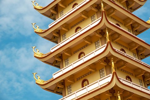 7-story Pagoda at Vinh Trang Temple, My Tho, Mekong Delta, Vietnam, Asia