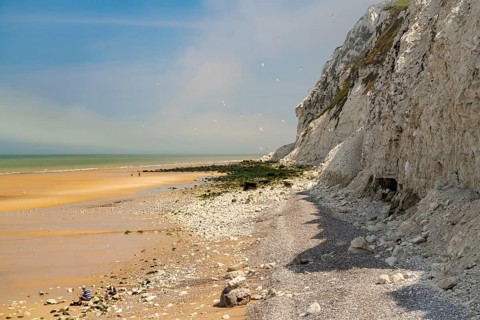 On Cran d'Escalles beach on the Côte d'Opale or Opal Coast in Escalles, France, Europe