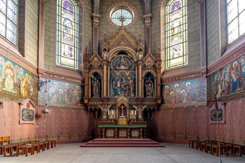 Altar of the town church of Our Lady of Mount Carmel in Bräunlingen, Black Forest,