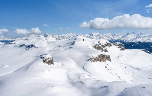 Mountain landscape with snow, view from the summit Wisshore to the Pointe de la Plaine Morte,