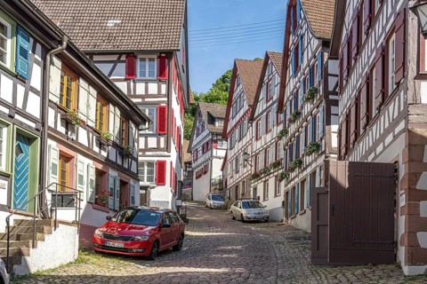 Half-timbered houses in the old town of Schiltach, Black Forest, Baden-Württemberg, Germany, Europe