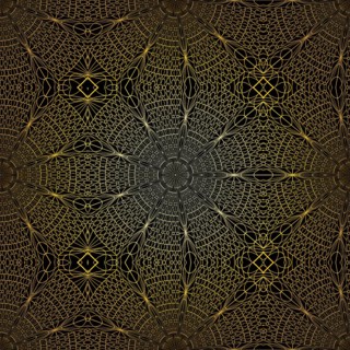 Geometric gold lace seamless pattern. Arabic tile lattice vector background.