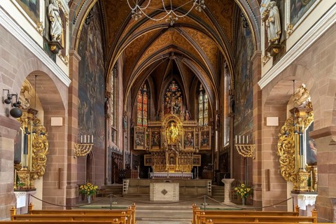 Interior of the Villingen Minster Cathedral of Our Lady, Villingen-Schwenningen, Black Forest,