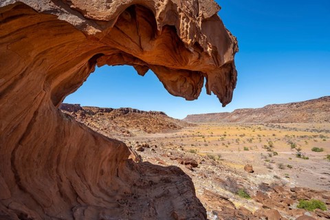 Lion's Mouth rock formation, Twyfelfontein, desert landscape, Kunene, Namibia, Africa