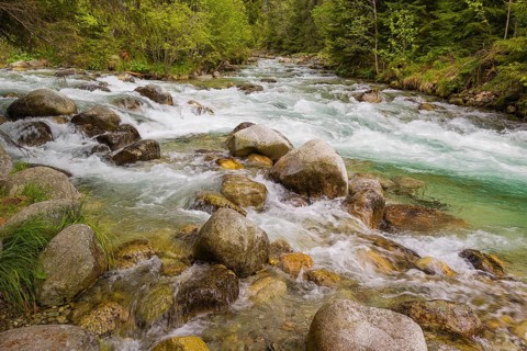 Fast flowing water, River Bela near Prbylina, Slovakia, Europe