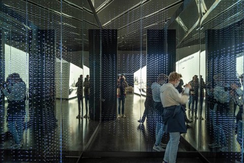 Exhibition in the interior of the Museum for Future Issues Futurium in Berlin, Germany, Europe