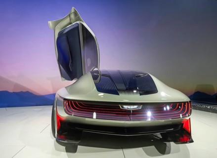 Detroit, Michigan USA - 10 January 2025 - Cadillac's Opulent Velocity concept car on display at the
