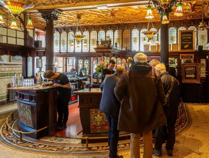 Grade 1 listed interior of the Philharmonic Dining Rooms public house, Hope Street, Liverpool,