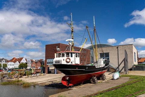 Museum ship Hildegard in Husum in Husum, North Friesland district, Schleswig-Holstein, Germany,