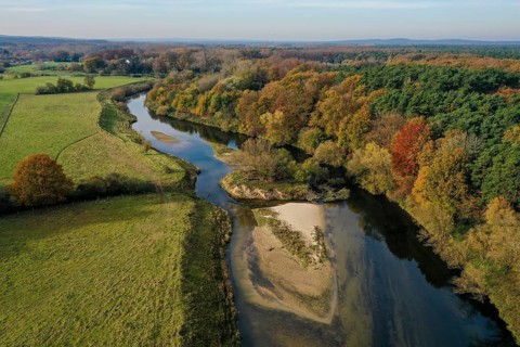 10.11.2021, Datteln, North Rhine-Westphalia, Germany - Lippe, river and floodplain development of